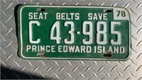 1978 PRINCE EDWARD ISLAND LICENCE PLATE