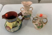 Lot of 3 pcs of pottery ,Pitcher,2 Hull Vases
