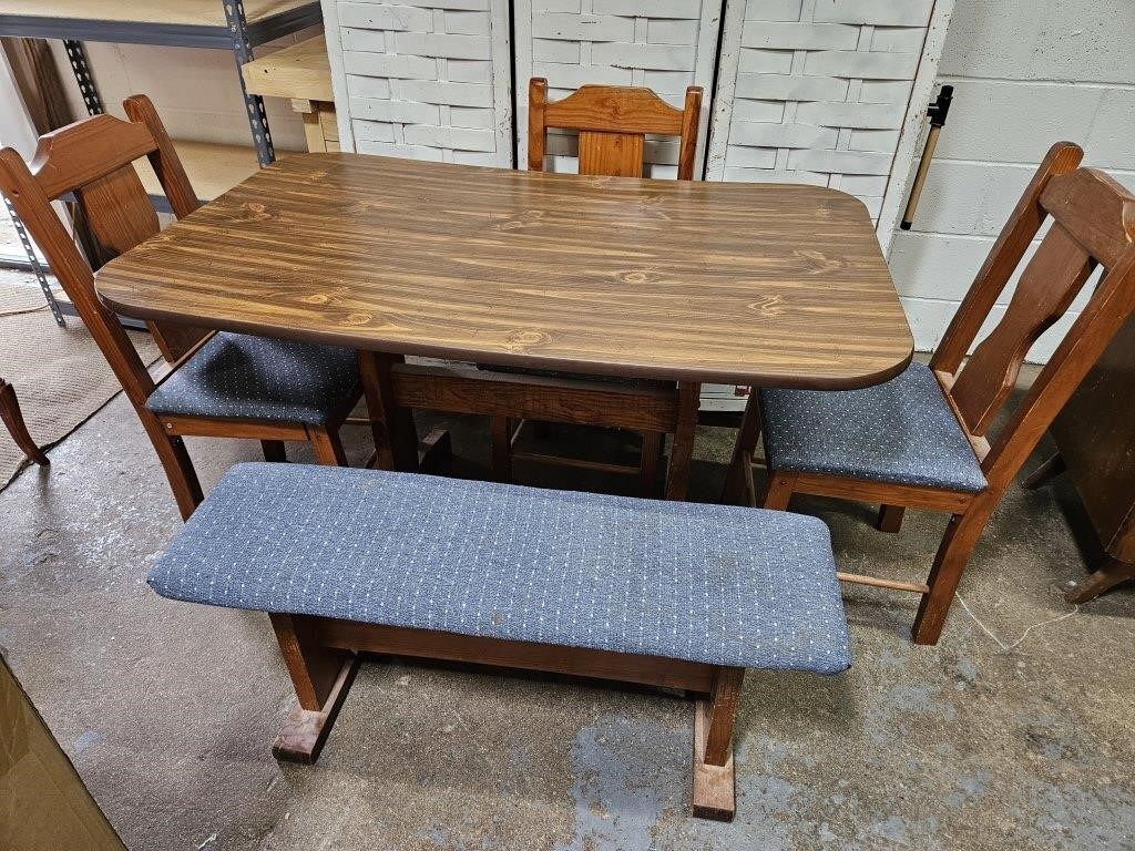 Table, Chairs & Bench 30" W X  48" L