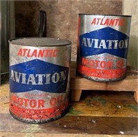 2 Atlantic Aviation Oil Cans