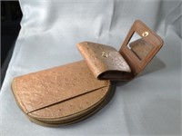 Ostrich Leather Pocket Mirror & Clutch