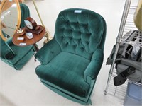 Tufted back green velvet easy chair