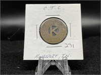 C.T.C. Transit Token with ?K? cutout (Kingsport, T