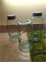Collection of three vintage mason jars