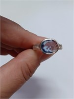 Blue Topez Color Ring Marked 925- 6.9g