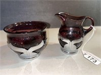 PR VINTAGE ART DECO CHROME AND AMETHYST GLASS