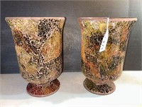 PR COLORFUL CRACKLE GLASS VASES 8.5 in x 6 in