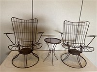 MCM Homecrest Lounge Chairs w/ Metal Side Table