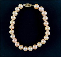 Pink/Peach 7mm Freshwater Pearl Bracelet