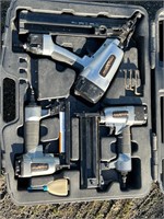 3 NAIL GUNS IN CASE PNEUMATIC BRAD STAPLE NAIL