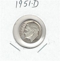 1951-D U.S. Silver Roosevelt Dime