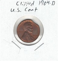 Clipped 1964-D U.S. Cent