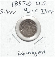 1857-O U.S. Silver Half Dime - Damaged