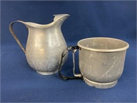 Vintage Sifter and Aluminum Pitcher, has a few