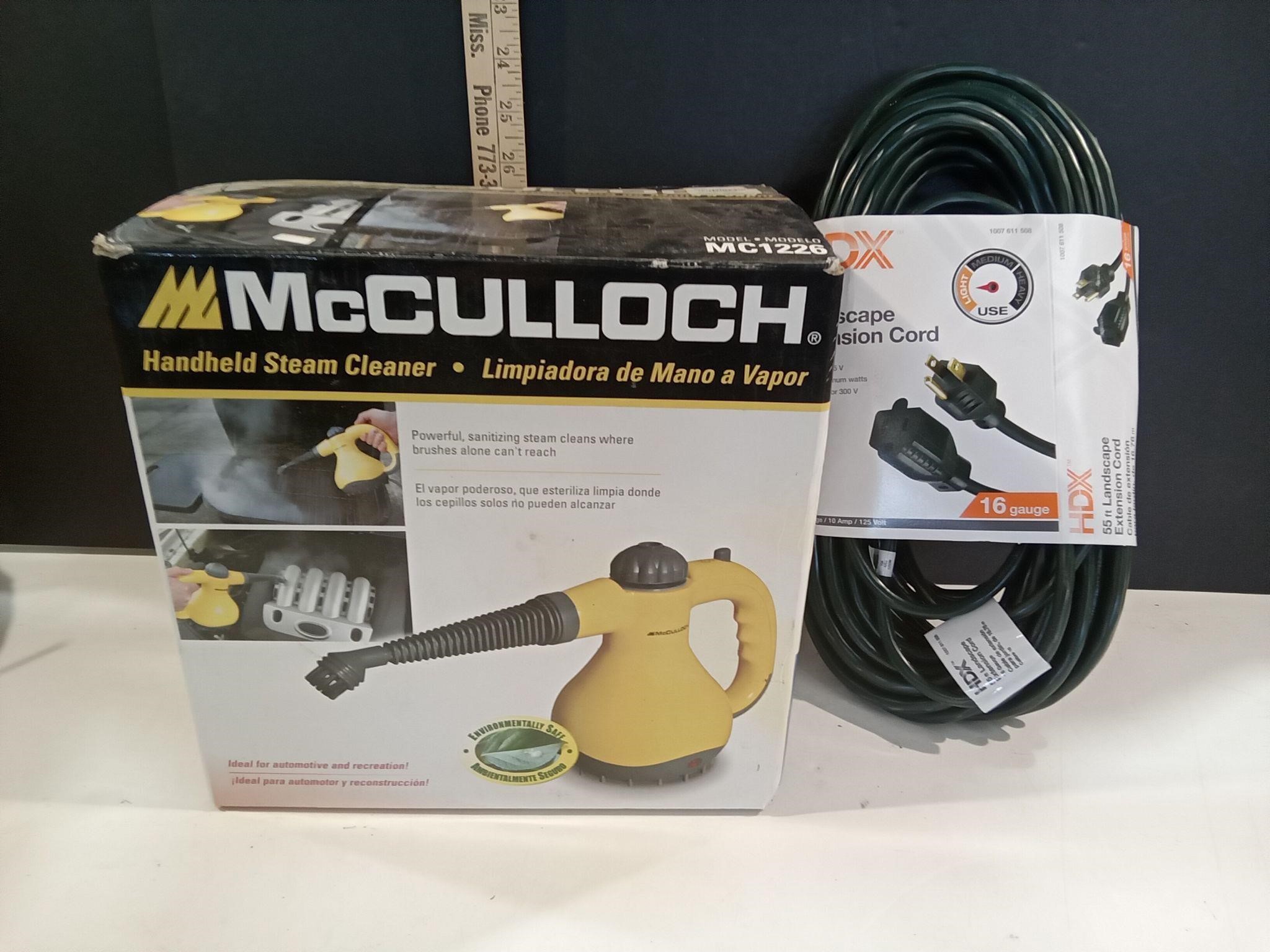 55ft Extension Cord + Handheld Steam Cleaner