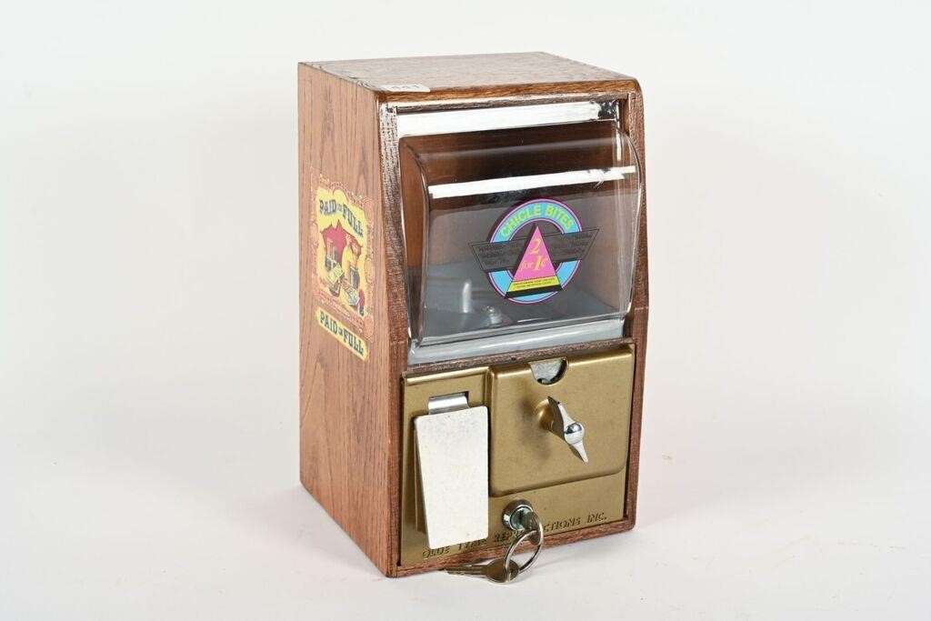 RETRO OAK CASE GUMBALL MACHINE