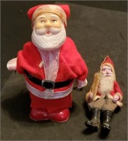 Antique Wind-Up Santa and German Santa Figure