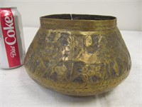B68, Hammered brass container, animal motif