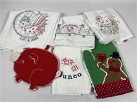 Four Embroidered Kitchen Towels, Ginger Bread Man