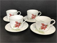 1982 Block Spal Poinsettia cups and saucers