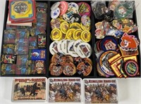 LARGE COLLECTION OF CIRCUS PINS, PATCHES, TRAYS