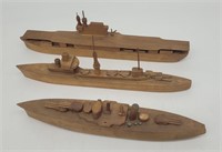 Vintage Hand Made Wooden Model American Navy Battl