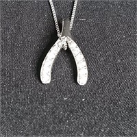 Sterling Silver .925 Necklace w/ wishbone cz