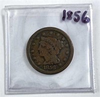 1856 Braided Hair Large Cent, U.S. 1c