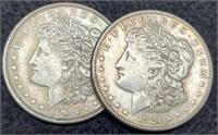 (2) 1921 Morgan Silver Dollars P&S