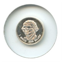1 gram Silver Round - George Washington Skull,
