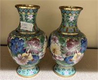 Pair of Chinese Cloisonne Flower Vases