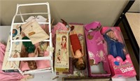 Group of 1960s Barbie Dolls and Ken Doll