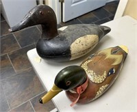 Primitive Wood Duck and Vintage Wood Carved Duck