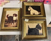 Three Vintage Style Dog Framed Prints