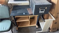 Wooden Desk on Wheels w/ Storage Box