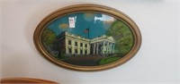 Antique reverse painting on glass White House