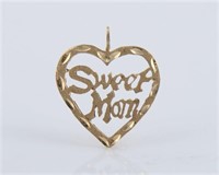 Ladies 14k Yellow Gold "Sweet Mom" Heart Pendant