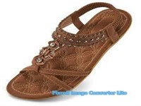 (Size 9.5 )Ecetana Women Sandals Flats  Brown  Ela