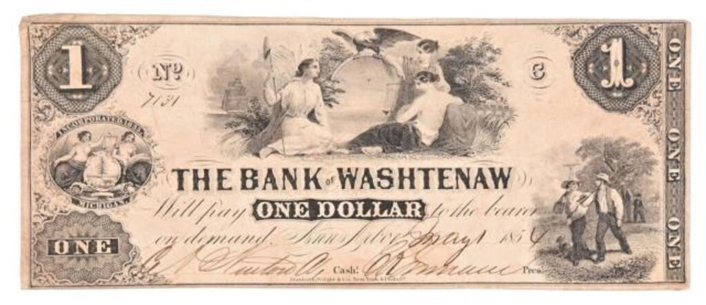 1854 Bank of Washtenaw $1 Note