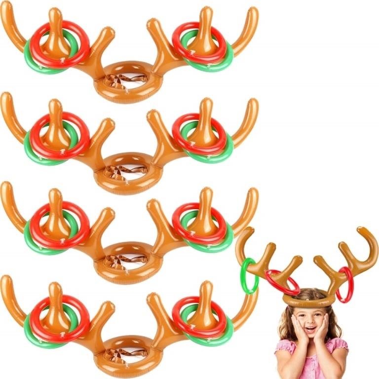 4 Pack Inflatable Antler Ring Games, Reindeer Ring