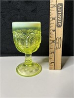 LE Smith Vaseline Glass Opalescent Goblet