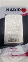 Nadir 1OZ Silver Bar Sealed Serial #A159865