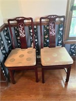 Pair of Rosewood Oriental Inlaid Side Chairs AS IS