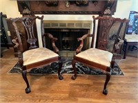 Pair of Chippendale ARM CHAIRS Solid Mahogany