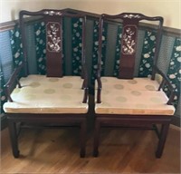 Pair of Rosewood Oriental Inlaid ARM Chairs