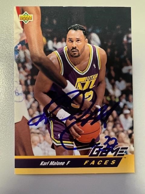 Jazz Karl Malone Signed Card with COA