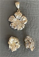 Vintage 925 Silver Flower Pendant and