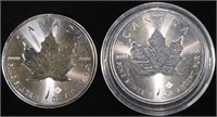 (2) 1 OZ .999 SILVER 2020 CANADIAN MAPLE ROUNDS