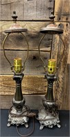 Two Old Brass Table Lamps