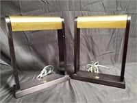 Pair of metal and brass lamps